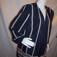 Vintage Jodi Scott Navy Blue Tan Throw Size 1x - Thumbnail 1