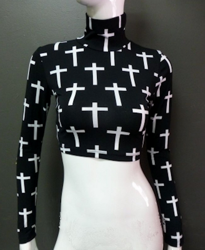 Black/White Turtle Neck Crop Top