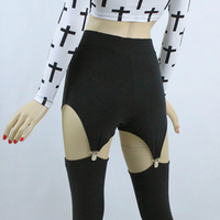 Black/White Turtle Neck Crop Top - Thumbnail 3