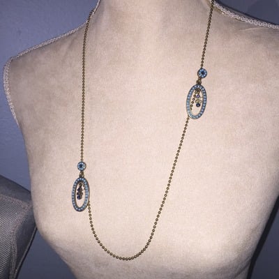 Brassy ball chain with turquoise pendants
