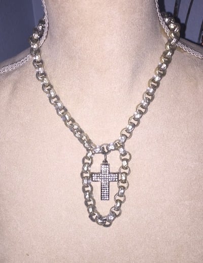 Aluminum Chain with a Sparkly Cross