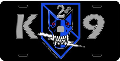 2** K9 Skull license plate