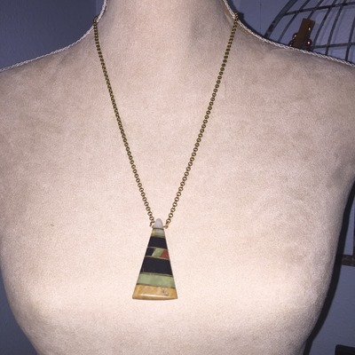 Stone multi color triangle pendant