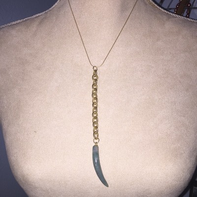 Gold Chain with Jade Horn Pendant