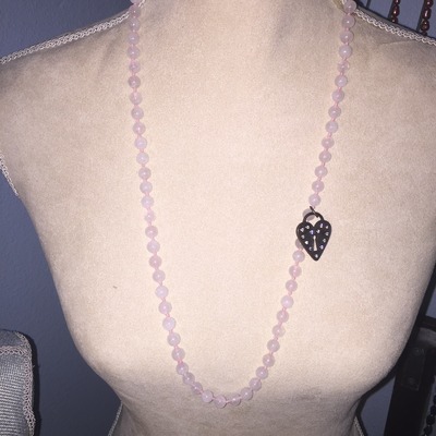 Rose Quartz with Sparkly Brass Heart