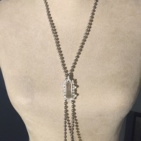 Long Ball Chain with Crystal Brooch - Thumbnail 1