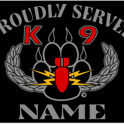 Alpha explosives detection k-9 kennel tag