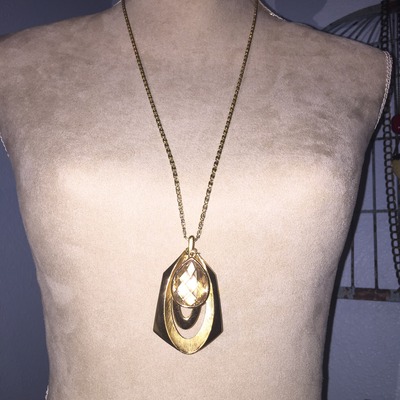 Long Gold Chain with Large Pendant