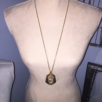Long Gold Chain with Large Pendant - Thumbnail 1