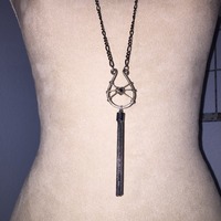 Horseshoe Pendant with Long Black Chain - Thumbnail 1