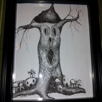 The Living Tree original ink sketch print
