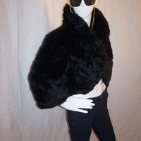 Vintage Finesse Black Fur Throw Size S-M - Thumbnail 1
