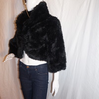 Vintage Finesse Black Fur Throw Size S-M - Thumbnail 2