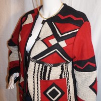 Vintage Cold Water Creek Red/Black Jacket (missing a button) Size L - Thumbnail 2