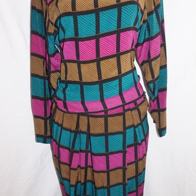Vintage 2-piece christian dior green/pink/brown set, size small