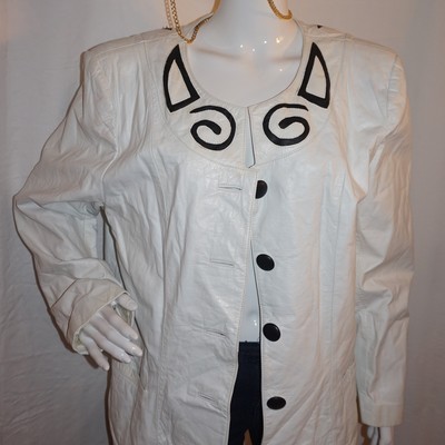 Vintage john lawrence white leather jacket, size 1x