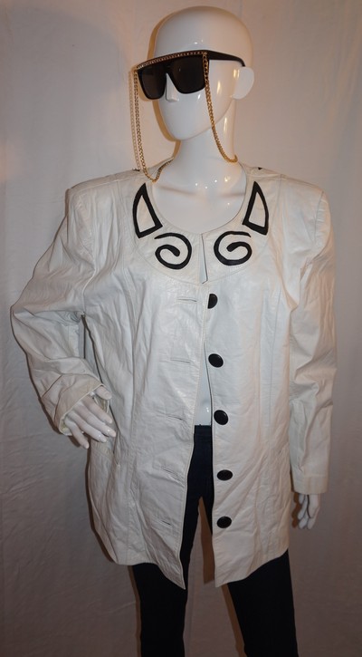Vintage john lawrence white leather jacket, size 1x