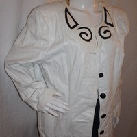 Vintage John Lawrence White Leather Jacket, Size 1X - Thumbnail 1