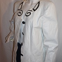 Vintage John Lawrence White Leather Jacket, Size 1X - Thumbnail 2