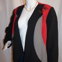 Vintage Chico's Black & Red Throw, Size 1X - Thumbnail 2