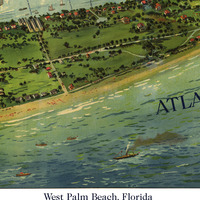 West Palm Beach, FL in 1915 - Bird's Eye View Map, Aerial, Panorama, Vintage, Antique, Reproduction, Giclée, Framable, Fine Art, Wall art - Thumbnail 1