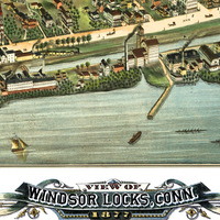 Windsor Locks, CT in 1877 - Bird's Eye View, Aerial map, Panorama, Vintage map, Antique map, Giclée, Framable map, Fine Art, Wall art - Thumbnail 1