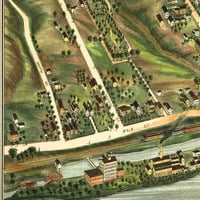 Windsor Locks, CT in 1877 - Bird's Eye View, Aerial map, Panorama, Vintage map, Antique map, Giclée, Framable map, Fine Art, Wall art - Thumbnail 2