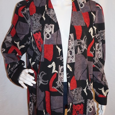 Vintage periwinkle black & red throw, size 2x