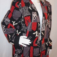 Vintage Periwinkle Black & Red Throw, Size 2X - Thumbnail 1