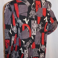 Vintage Periwinkle Black & Red Throw, Size 2X - Thumbnail 2