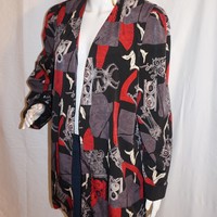 Vintage Periwinkle Black & Red Throw, Size 2X - Thumbnail 3