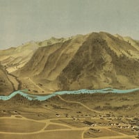 Wood River Valley with Hailey, ID in the Foreground from 1884 - Bird's Eye View, Aerial, Vintage map, Antique, Giclée, Fine Art, Wall art - Thumbnail 3