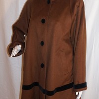 Vintage Projections Brown Trench Coat, Size 1X-2X - Thumbnail 2