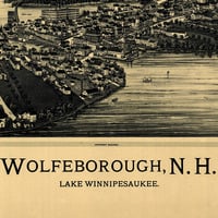 Wolfeboro, NH in 1889 - Bird's Eye View Map, Aerial, Panorama, Vintage, Antique, Reproduction, Giclée, Framable, Fine Art - Thumbnail 1