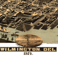 Wilmington, DE in 1874 - Bird's Eye View Map, Aerial map, Panorama, Vintage map, Antique map, Reproduction, Giclée, Framable map, Fine Art - Thumbnail 1