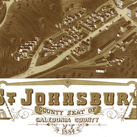 St. Johnsbury, VT in 1884 - Bird's Eye View Map, Aerial map, Panorama, Vintage map, Antique map, Reproduction, Giclée, Wall map, Framable - Thumbnail 1