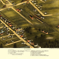 Rochester, NH in 1877 - Bird's Eye View Map, Aerial, Panorama, Vintage, Antique, Reproduction, Giclée, Framable, Fine Art - Thumbnail 3