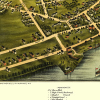 Richmond, Maine in 1878 - Bird's Eye View Map, Aerial, Panorama, Vintage, Antique, Reproduction, Giclée, Framable, Fine Art - Thumbnail 4