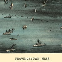 Provincetown, MA in 1910 - Bird's Eye View Map, Aerial Map, Panorama, Vintage Map, Antique Map, Reproduction, Giclée, Framable Map, Fine Art - Thumbnail 1