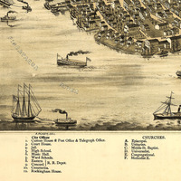 Portsmouth, NH in 1877 - Bird's Eye View Map, Aerial, Panorama, Vintage, Antique, Reproduction, Giclée, Framable, Fine Art - Thumbnail 2