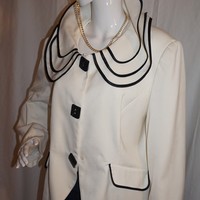 Vintage Midnight Velvet Cream & Black Jacket, Size 1X - Thumbnail 3