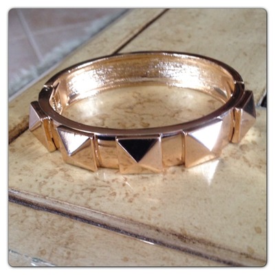 Gold tone Pyramid bangle bracelet 