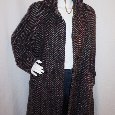 Vintage colorful black trench peacoat size l