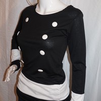 Vintage Black & White Button Top Size M  - Thumbnail 2