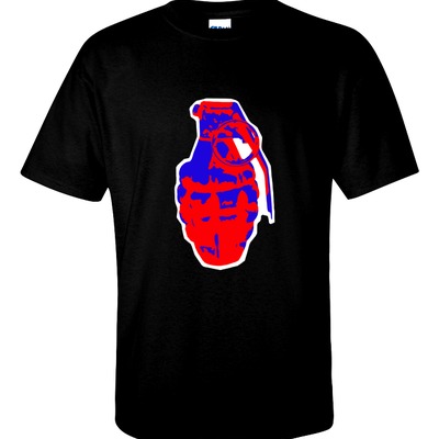Pop grenade - on black t - by psychological industries