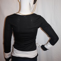 Vintage Black & White Button Top Size M  - Thumbnail 3