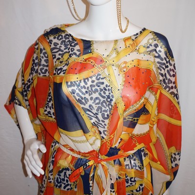 Vintage erica brooke orange & white chain top size 2x