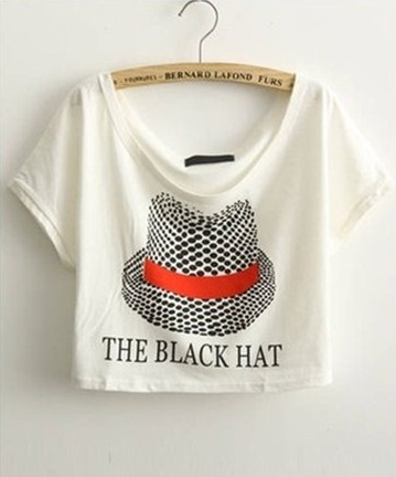 The Black Hat Print Crop Shirt