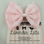 Baby Pink Fabric Bow with White Lace Overlay-1