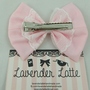 Baby Pink Fabric Bow with White Lace Overlay-3